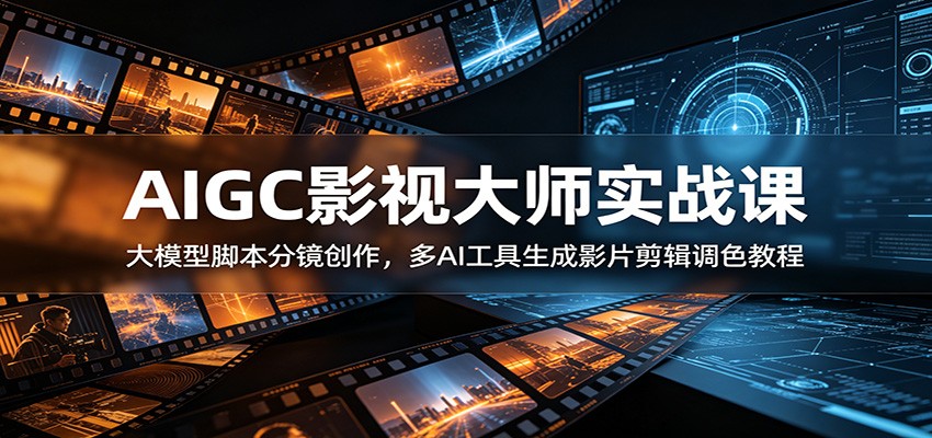 AIGC影视大师实战课：大模型脚本分镜创作，多AI工具生成影片剪辑调色教程-赛德副业库