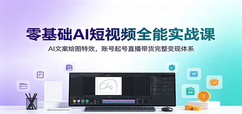零基础AI短视频全能实战课:AI文案绘图特效,账号起号直播带货完整变现体系-赛德副业库