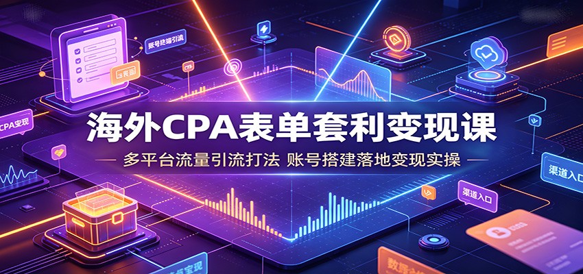 海外CPA表单套利变现课:多平台流量引流打法,账号搭建落地变现实操-赛德副业库