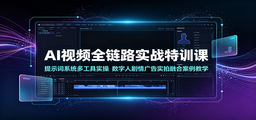 AI视频全链路实战特训课:提示词系统多工具实操,数字人剧情广告实拍融合案例教学-赛德副业库