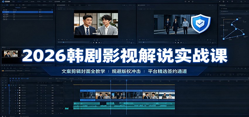 2026韩剧影视解说实战课：文案剪辑封面全教学，规避版权冲击平台精选签约通道-赛德副业库