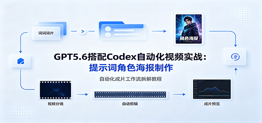 GPT5.6搭配Codex自动化视频实战:提示词角色海报制作,自动化成片工作流拆解教程-赛德副业库