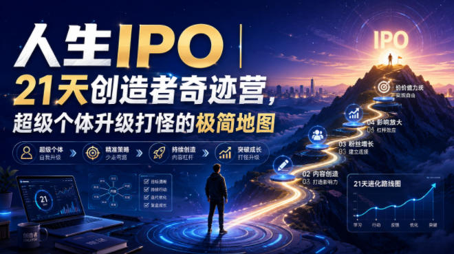 人生IPO︱21天创造者奇迹营,超级个体升级打怪的极简地图-赛德副业库