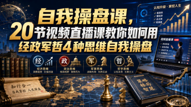 自我操盘课，20节视频直播课教你如何用经政军哲4种思维自我操盘-赛德副业库