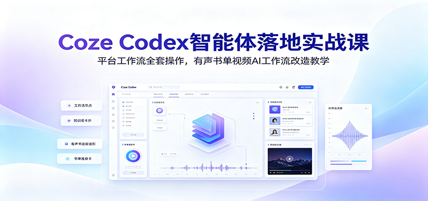 Coze Codex智能体落地实战课:平台工作流全套操作,有声书单视频AI工作流改造教学-赛德副业库