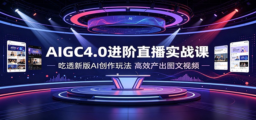 AIGC4.0进阶直播实战课:吃透新版AI创作玩法,高效产出图文视频-赛德副业库