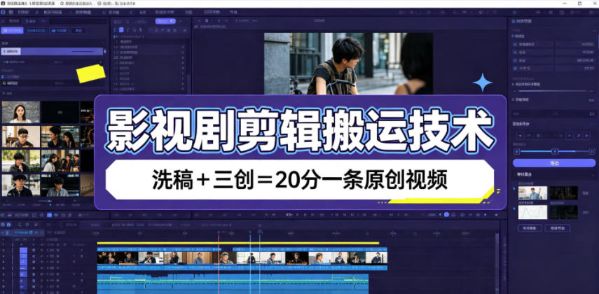 影视剧剪辑搬运技术,洗稿+三创=20分一条原创视频-赛德副业库