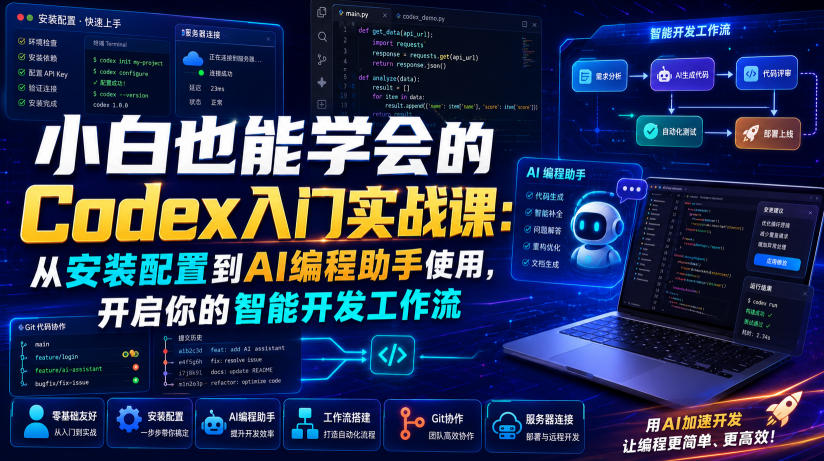 小白也能学会的Codex入门实战课:从安装配置到AI编程助手使用,开启你的智能开发工作流-赛德副业库