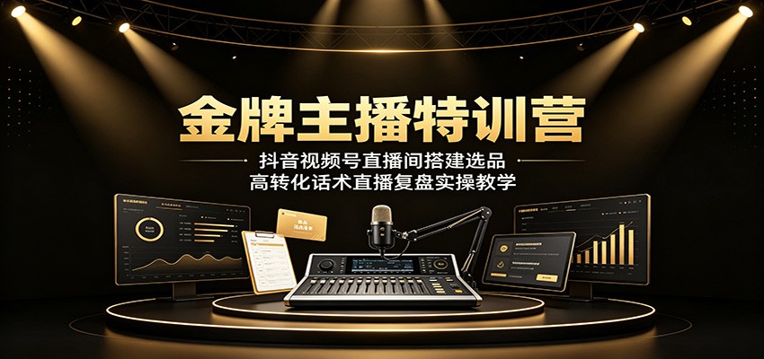 金牌主播特训营:抖音视频号直播间搭建选品,高转化话术直播复盘实操教学-赛德副业库