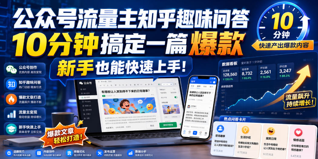 公众号流量主知乎趣味问答,10分钟搞定一篇爆款,新手也能快速上手!-赛德副业库