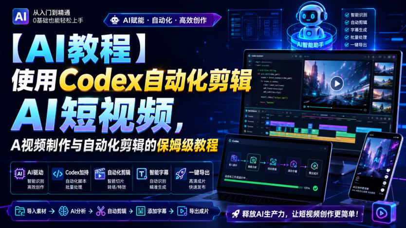 【AI教程】使用Codex自动化剪辑AI短视频,AI视频制作与自动化剪辑的保姆级教程-赛德副业库