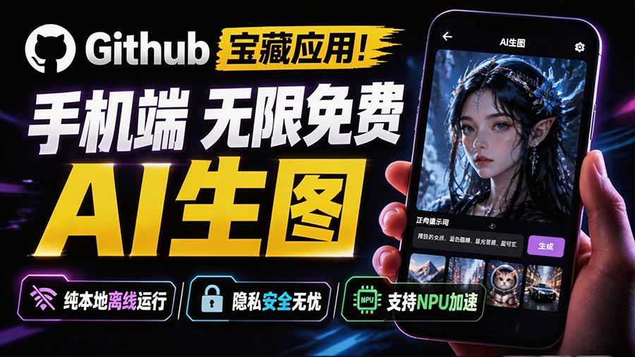 (19681期)Github宝藏应用!手机端无限免费AI 生图,纯本地离线运行,支持NPU加速 斩获3.1k stars,local-dream-赛德副业库