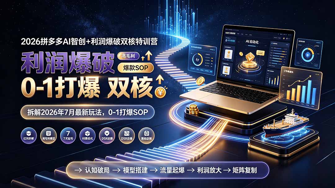 (19804期)2026拼多多AI智创+利润爆破双核特训营-更新:拆解2026年7月最新玩法,0-1打爆SOP-赛德副业库