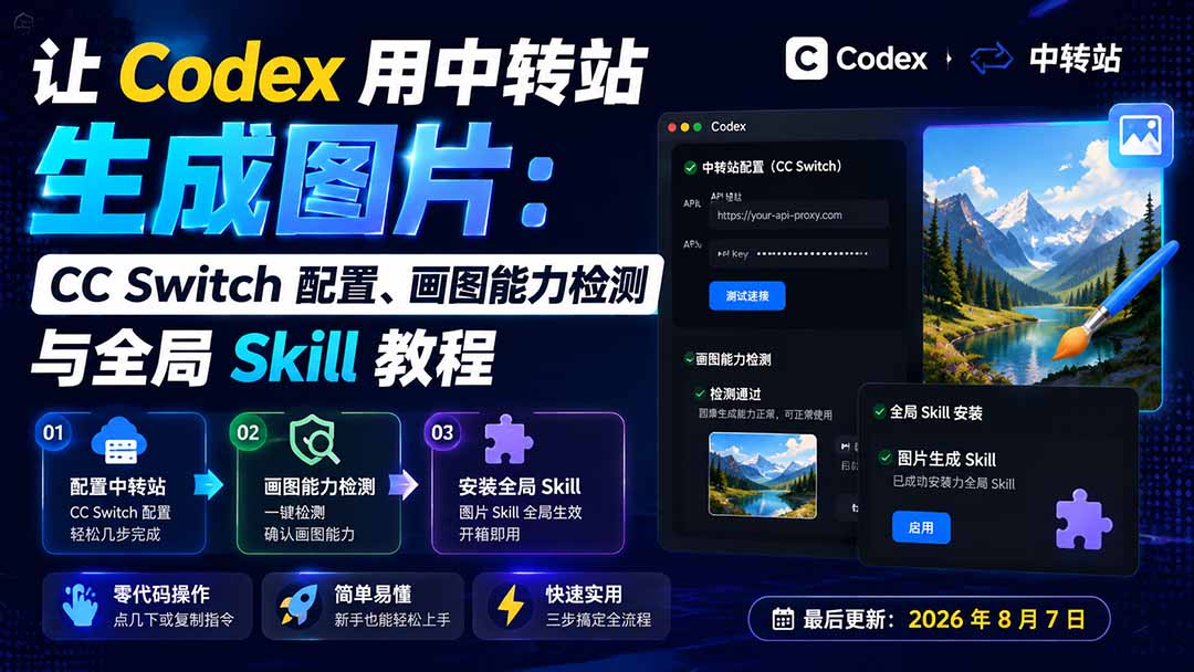 (19777期)让 Codex 用中转站生成图片:CC Switch 配置、画图能力检测与全局 Skill 教程-赛德副业库