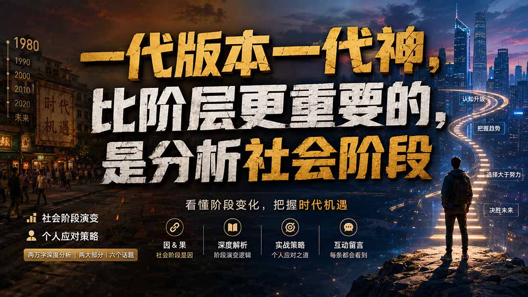（19745期）付费文章：一代版本一代神，比阶层更重要的，是分析社会阶段-赛德副业库