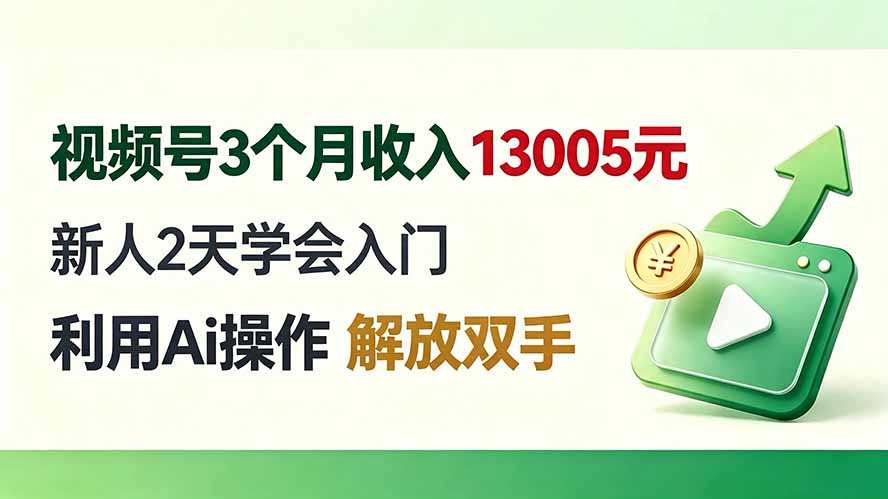 （19807期）视频号3个月收入13005元， 新人2天学会入门， 利用Ai操作 解放双手！-赛德副业库