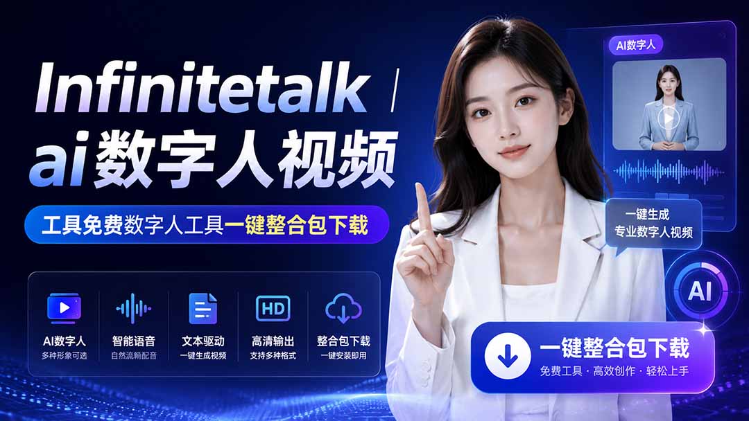 （20008期）Infinitetalk丨ai数字人视频-工具免费数字人工具一键整合包下载-赛德副业库