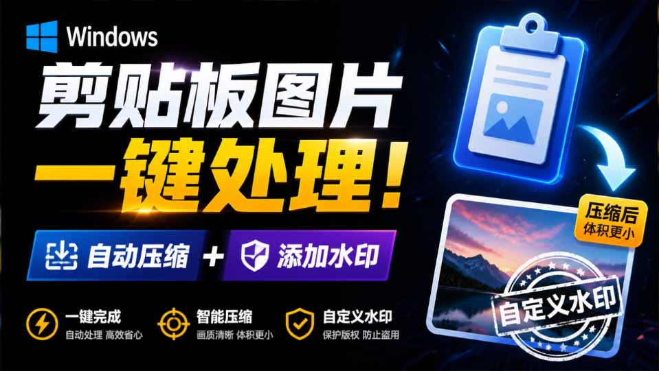 (19831期)Windows 剪贴板复制图片后,体积会暴涨数百倍?剪贴板图片一键自动压缩及添加水印工具-赛德副业库