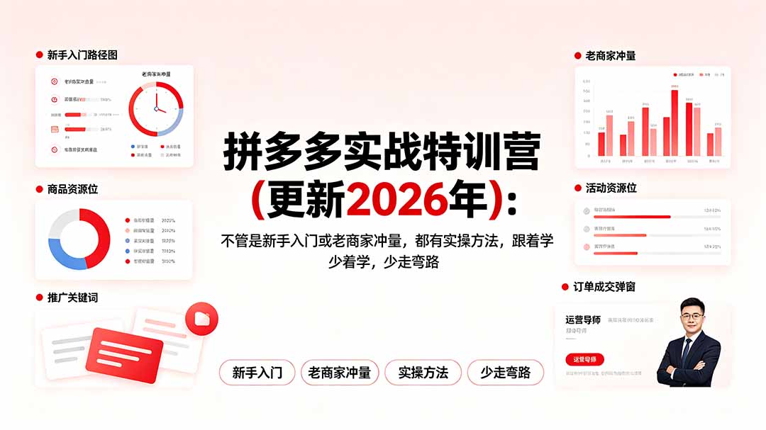 （19724期）拼多多实战特训营(更新2026年)：不管是新手入门或老商家冲量，都有实操方法，跟着学，少走弯路-赛德副业库