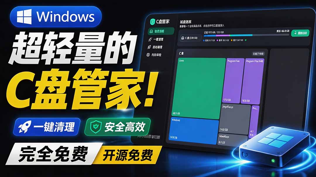 （19750期）Windows 超轻量的C盘管家！超级有特点，支持磁盘分析及清理提醒，2M大小体积，完全免费 C盘管家-赛德副业库