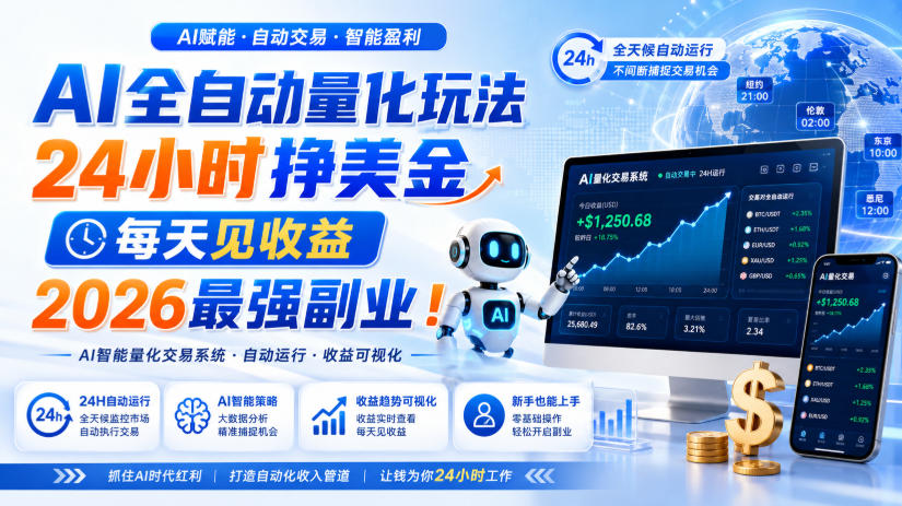 （19899期）AI量化全自动操作挣美金，矩阵可日入1000+，适合普通人的副业！-赛德副业库