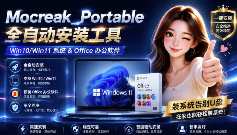 （19970期）Mocreak全自动安装office和win10、win11系统，告别U盘装系统，使用安全可靠-赛德副业库