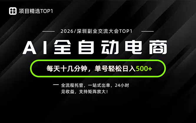 （19783期）副业精选TOP1，全流程托管，24小时见收益，单号轻松日入500+-赛德副业库