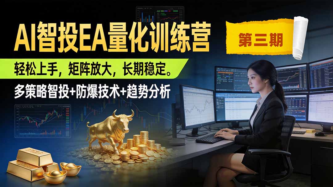 （19737期）AI智投EA量化训练营第三期，多策略智投+防爆技术+趋势分析 ，小白轻松上手，矩阵放大，长期稳定，日入500U。-赛德副业库