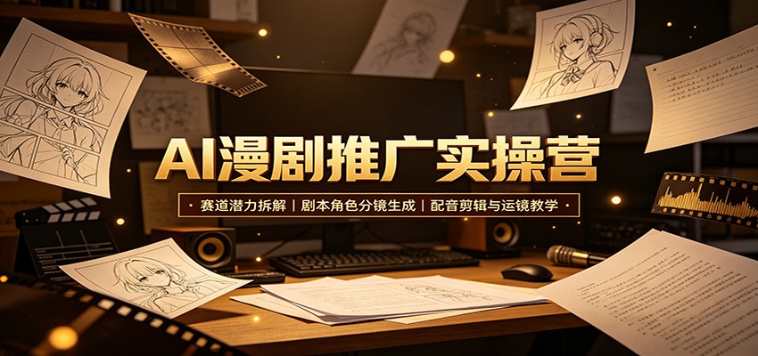 AI漫剧推广实操营：赛道潜力拆解，剧本角色分镜生成，配音剪辑与运镜教学-赛德副业库