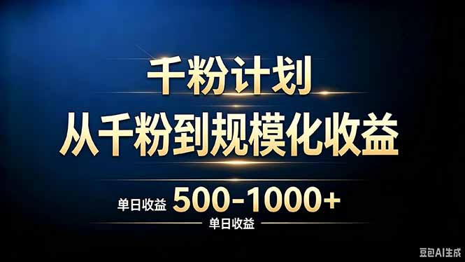 （20078期）抖音千粉账号计划，从千粉到规模化收益 500-1000+单日收益-赛德副业库