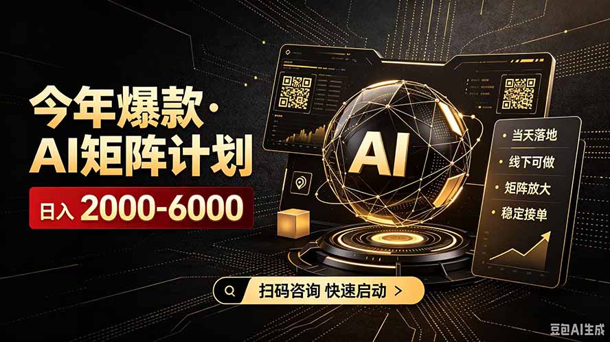 (19703期)AI矩阵计划!日收益3000-8000+,项目绿色长久,安全合规靠谱,可批量放大。扶持工作室和分公司-赛德副业库