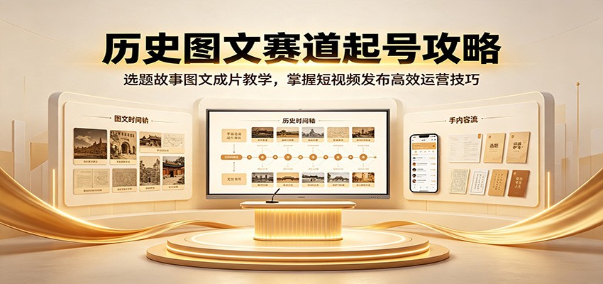 历史图文赛道起号攻略：选题故事图文成片教学，掌握短视频发布高效运营技巧-赛德副业库
