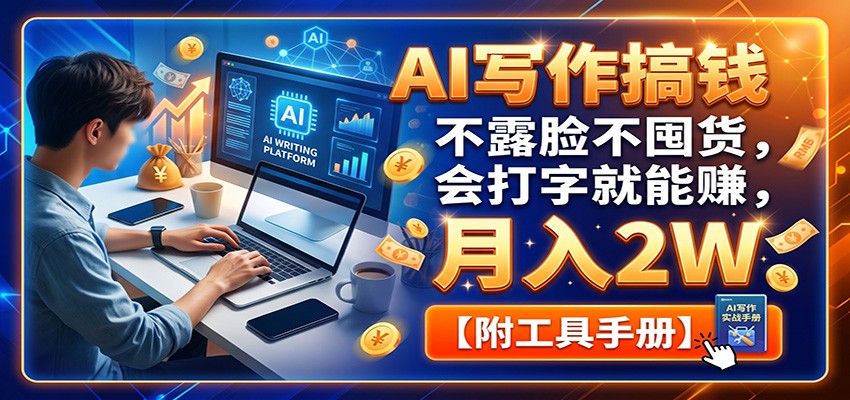 AI写作搞钱：不露脸不囤货，会打字就能赚，月入2W【附工具手册】-赛德副业库