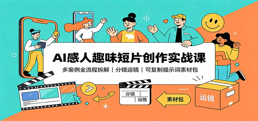 AI感人趣味短片创作实战课：多案例全流程拆解，分镜运镜，可复制提示词素材包-赛德副业库