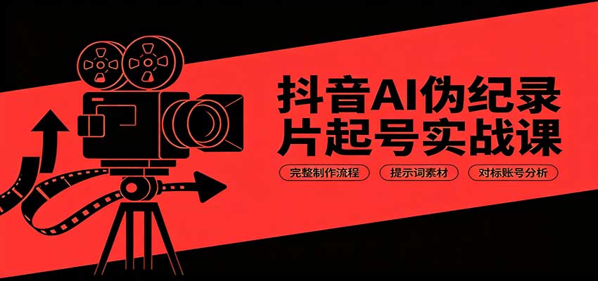 抖音AI伪纪录片起号实战课：完整制作流程，提示词素材，对标账号分析-赛德副业库