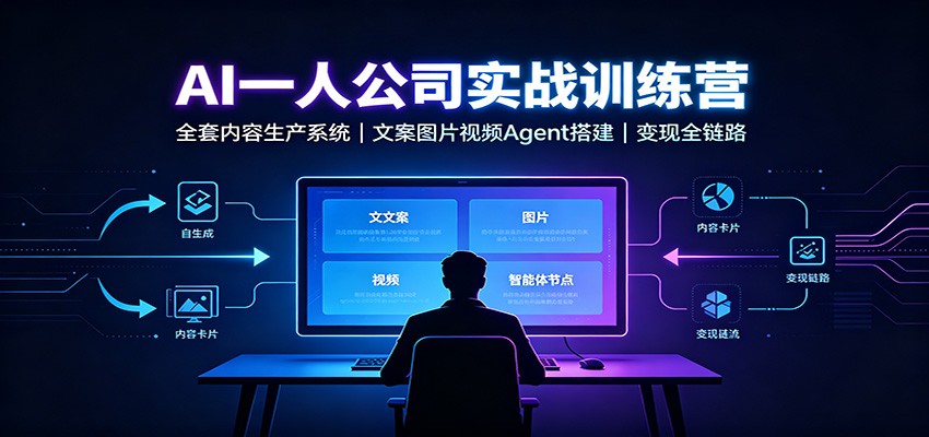 AI创作一人公司实战训练营:全套内容生产系统,文案图片视频Agent搭建变现全链路-赛德副业库