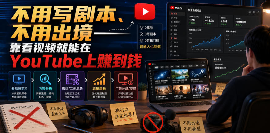 不用写剧本、不用出境——靠看视频就能在YouTube上賺到钱【原创双语字幕】-赛德副业库
