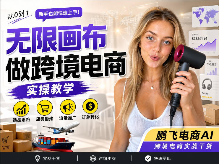 【跨境电商必备】AI无线画布制作商品宣传视频，四步搞定，无线画布工作流，操作简单好上手-赛德副业库