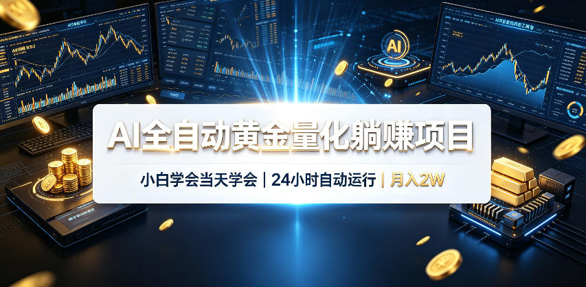 AI全自动黄金量化躺賺项目,小白学会当天学会,24小时自动运行,月入2W!【揭秘】-赛德副业库