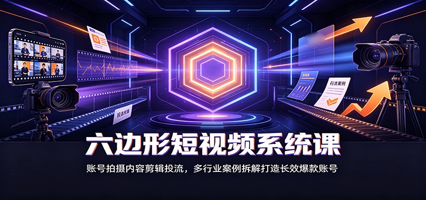 六边形短视频系统课:账号拍摄内容剪辑投流,多行业案例拆解打造长效爆款账号-赛德副业库