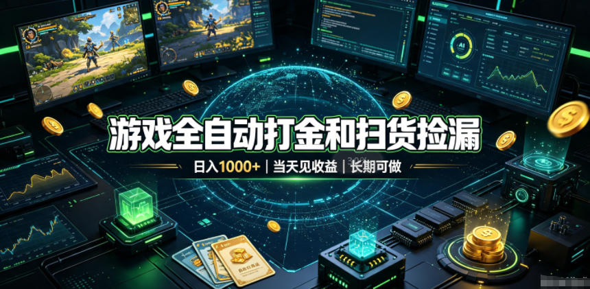 游戏全自动打金和扫货捡漏,日入1k+,当天见收益,长期可做!【揭秘】-赛德副业库