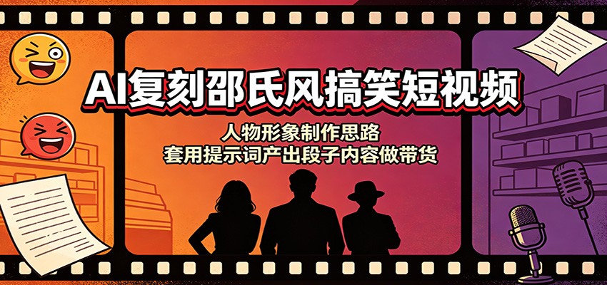 AI复刻邵氏风搞笑短视频:人物形象制作思路,套用提示词产出段子内容做带货-赛德副业库
