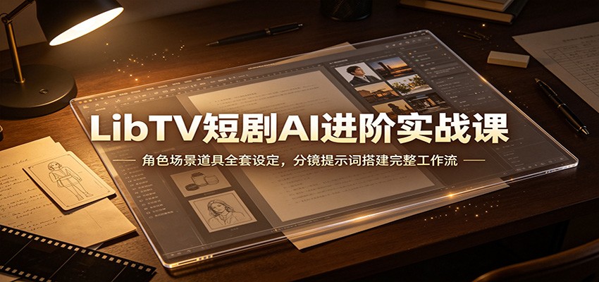 LibTV短剧AI进阶实战课:角色场景道具全套设定,分镜提示词搭建完整工作流-赛德副业库