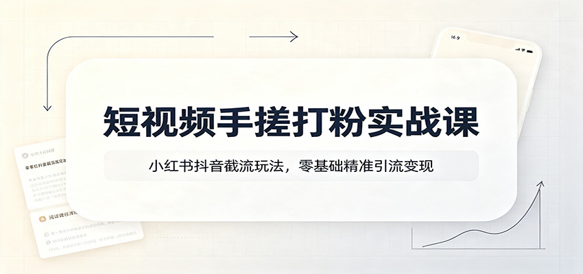 短视频手搓打粉实战课:小红书抖音截流玩法,零基础精准引流变现-赛德副业库