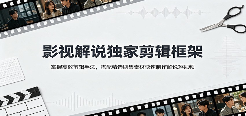 影视解说独家剪辑框架：掌握高效剪辑手法，搭配精选剧集素材快速制作解说短视频-赛德副业库