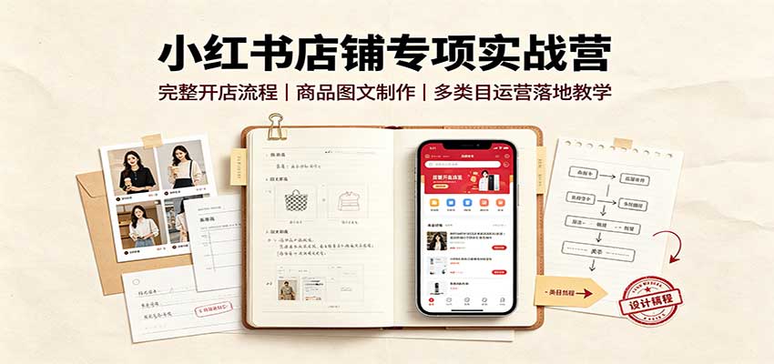 小红书店铺专项实战营:完整开店流程,商品图文制作,多类目运营落地教学-赛德副业库