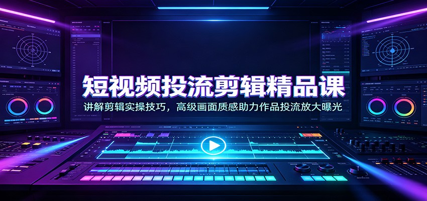 短视频投流剪辑精品课:讲解剪辑实操技巧,高级画面质感助力作品投流放大曝光-赛德副业库
