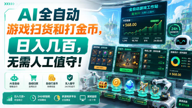 AI全自动游戏扫货和打金币，日入几百，无需人工值守！【揭秘】-赛德副业库