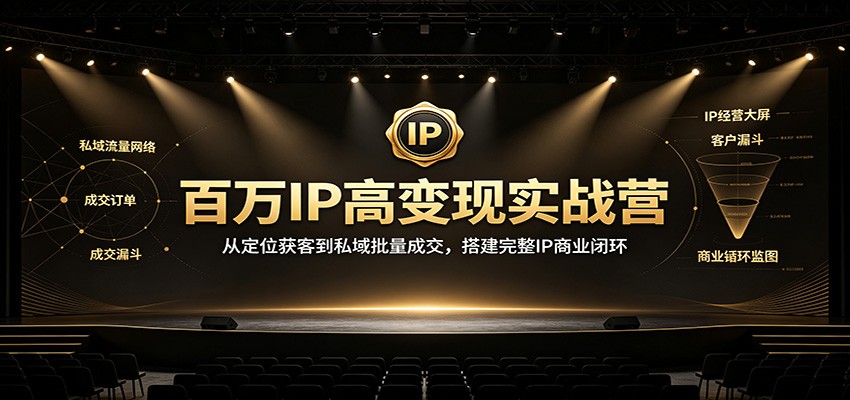 百万IP高变现实战营:从定位获客到私域批量成交,搭建完整IP商业闭环-赛德副业库