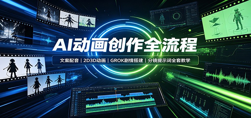 AI动画创作全流程:文案配音,2D3D动画,GROK剧情搭建,分镜提示词全套教学-赛德副业库